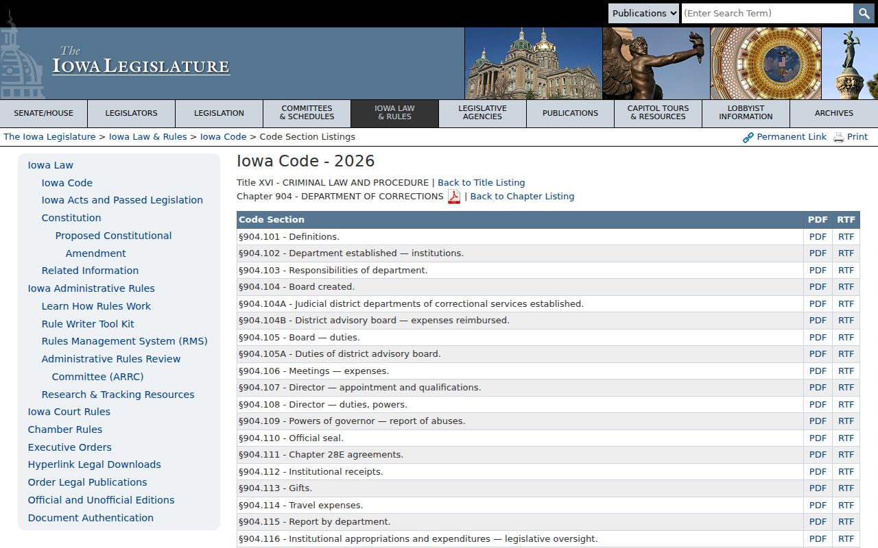 Iowa corrections law governing Mapleton criminal records after state transfer