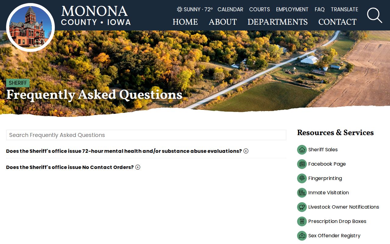 Mapleton criminal records routing through the Monona County Sheriff FAQ