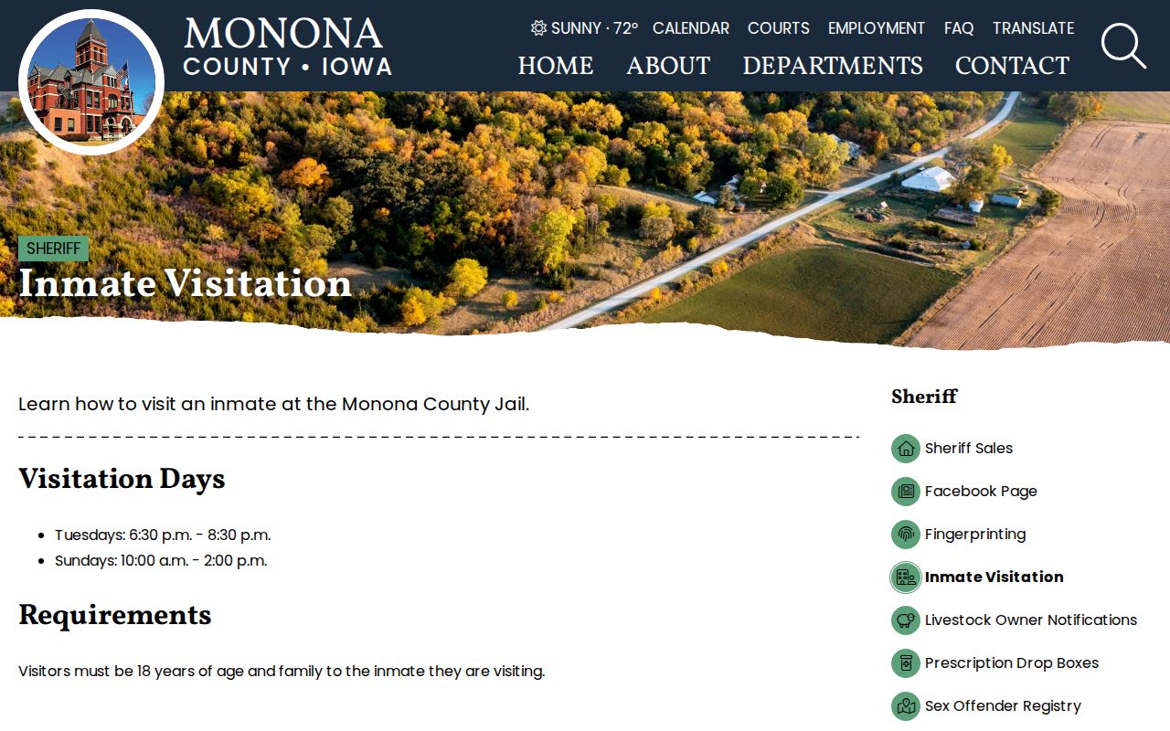 Monona County arrest history inmate visitation channel