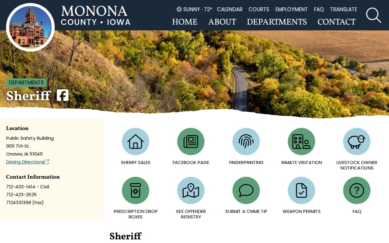 Monona County arrest history Sheriff records page