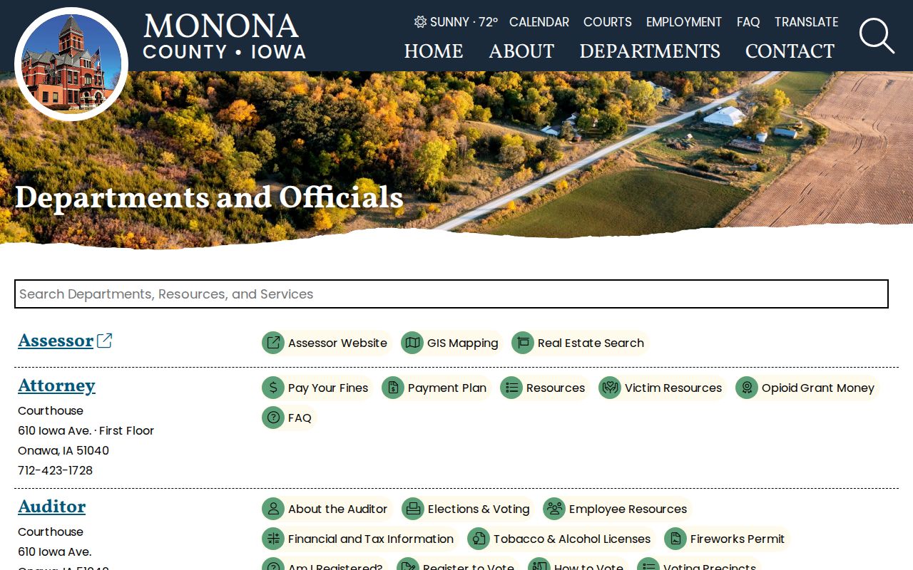 Monona County criminal records department directory