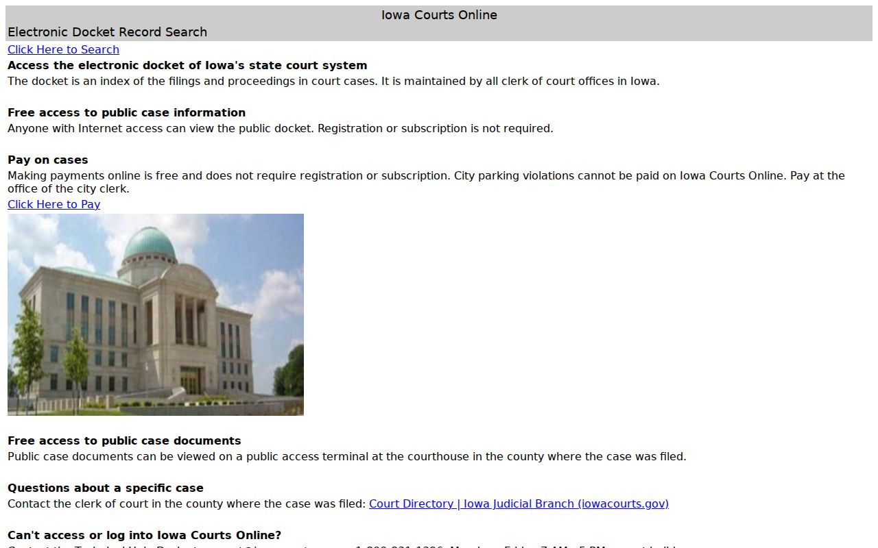 Monona County criminal court case search interface in Iowa Courts Online