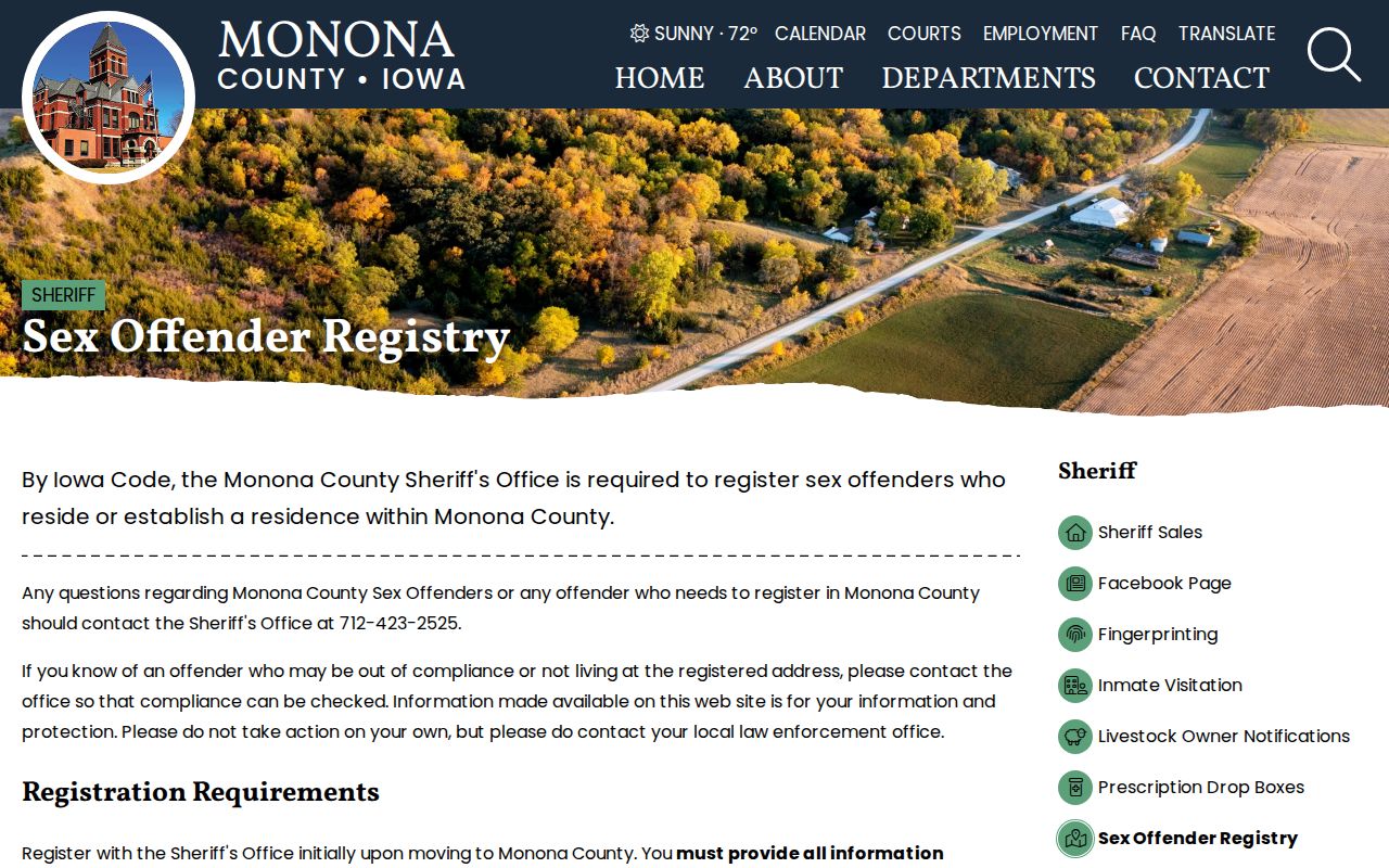Monona County sex offender registry information from the Sheriff's Office