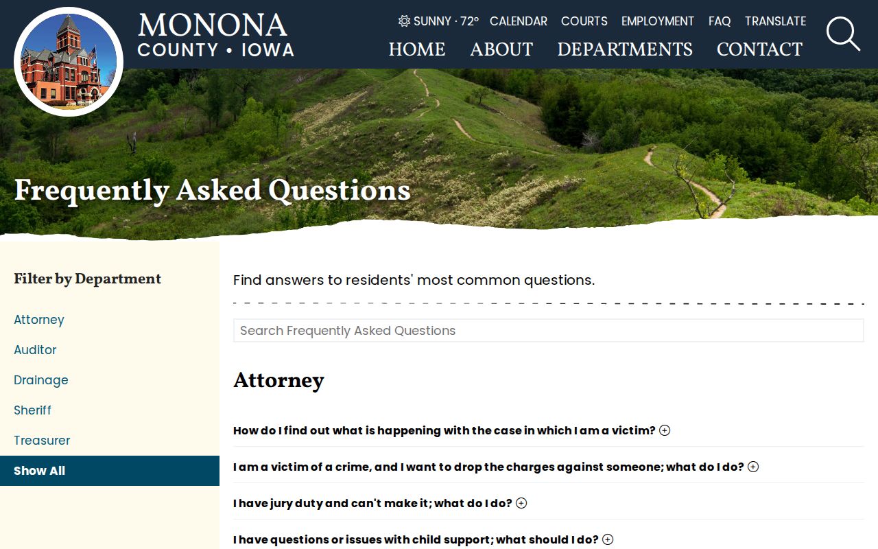 Onawa criminal history county FAQ and Clerk of Court information