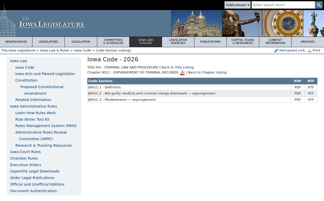Onawa criminal records Iowa expungement statutes
