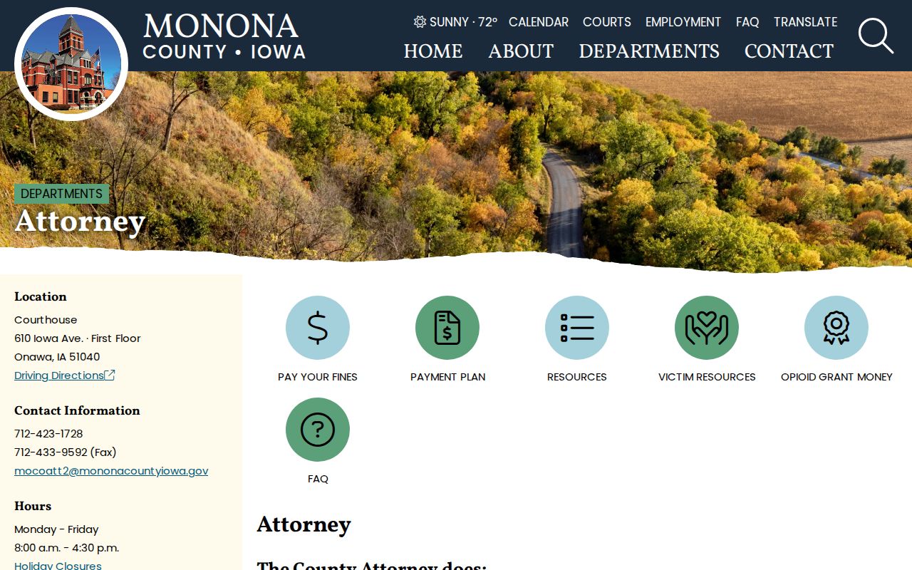 Onawa criminal court record Monona County Attorney program